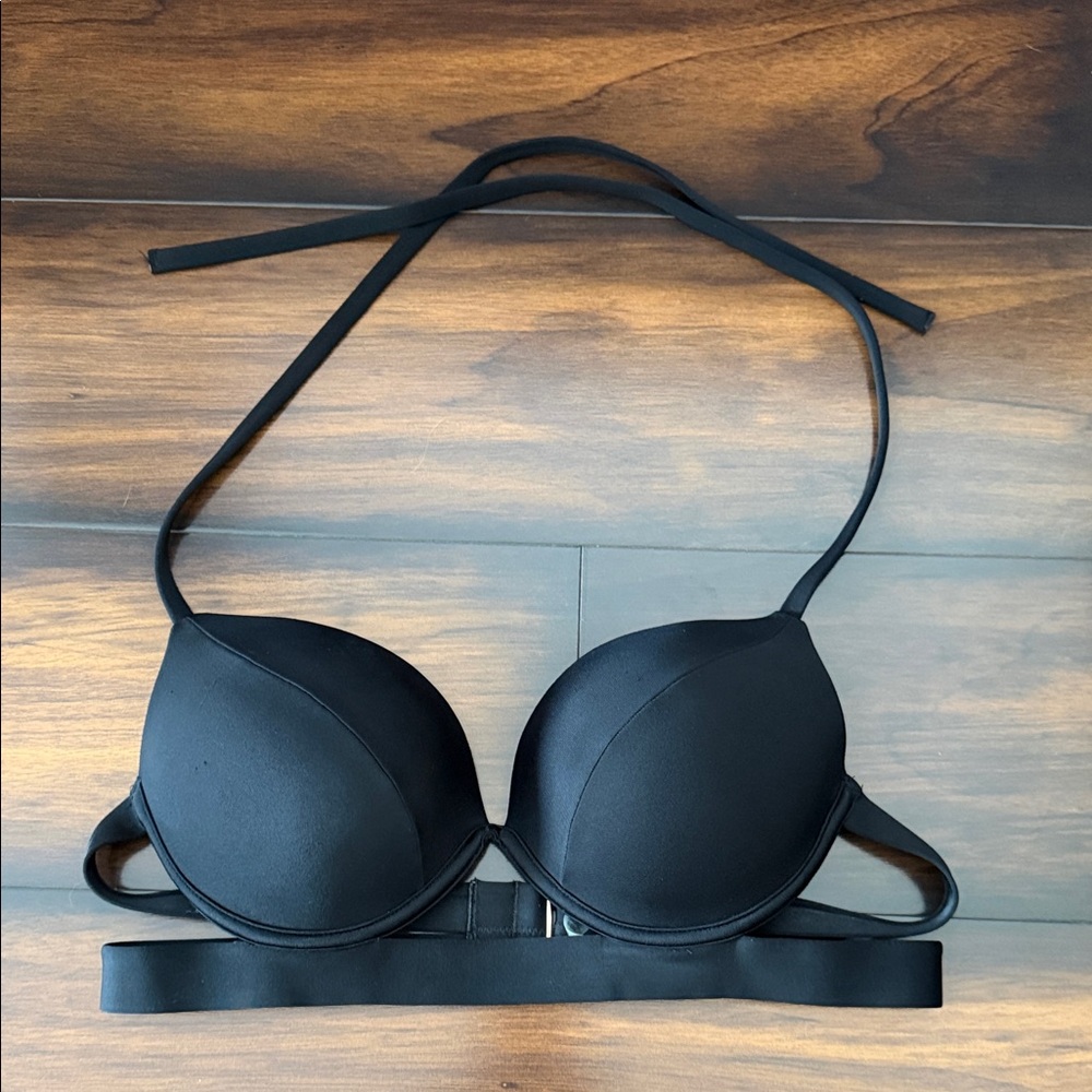 Victoria's Secret Black Cutout Halter Bikini Top